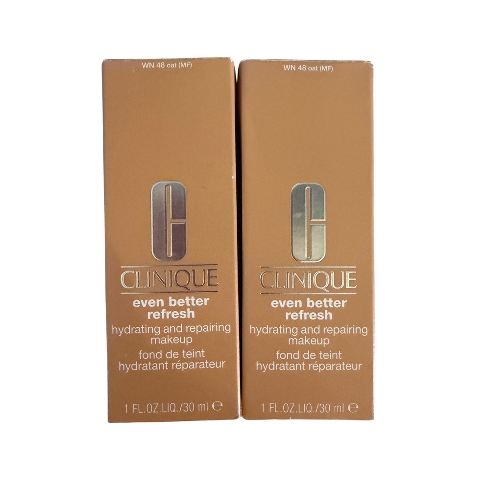 Clinique Even Better Refresh Hydrating Makeup WN 48 Oat MF 1oz Lot of 2 NEW
